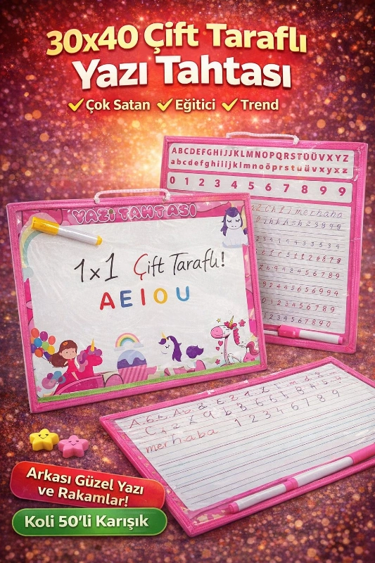 30 X 40 ÇİFT TARAFLI YAZI TAHTASI / 24LÜ PAKET